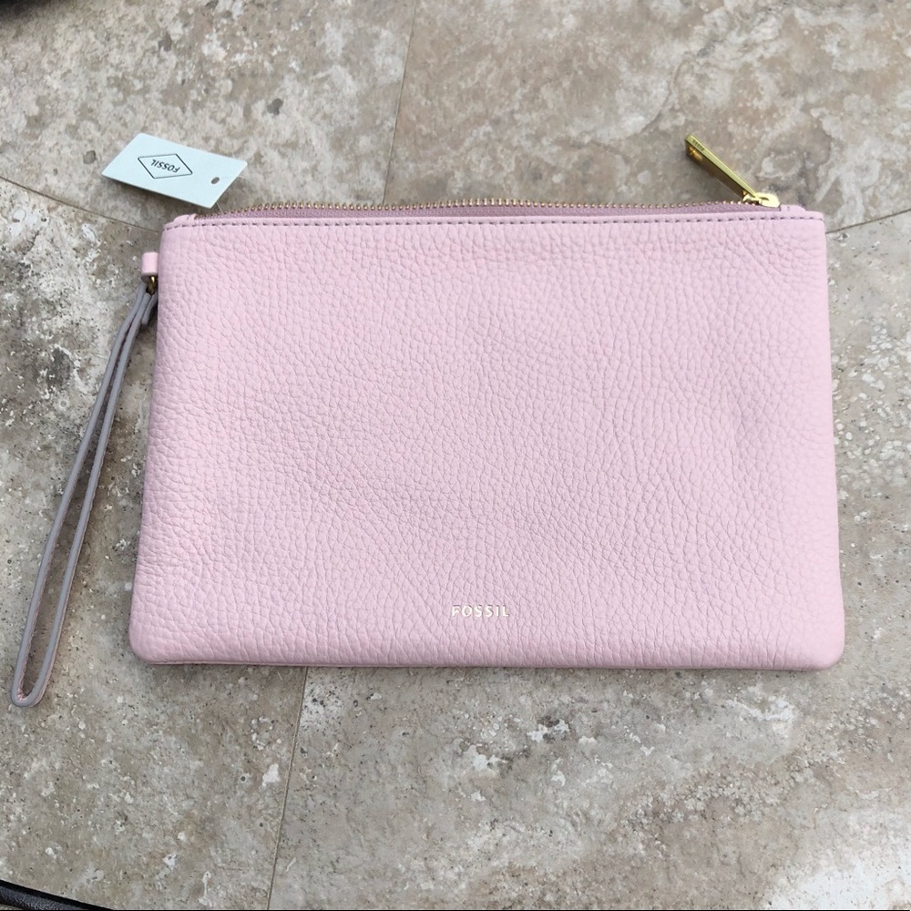 Fossil Wristlet or Clutch in Pink with Strap